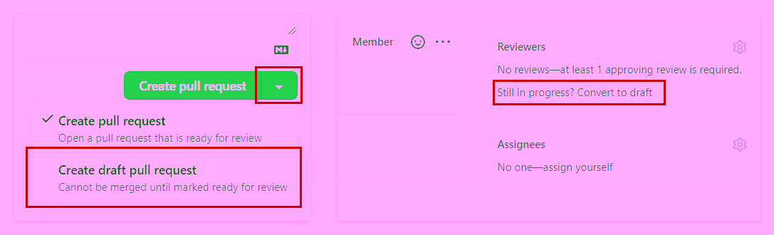 Open a new PR as a draft / convert an existing PR to a draft